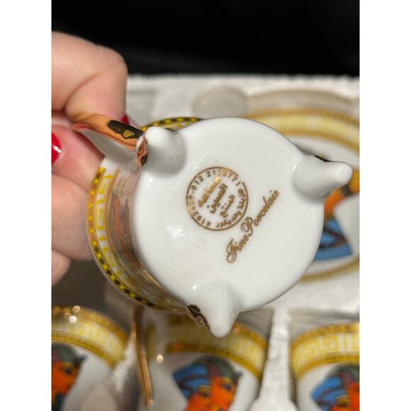 Fine Porcelain - Egyptian Themed - Cups & Saucers - 12 Pieces - Picture 8 of 8